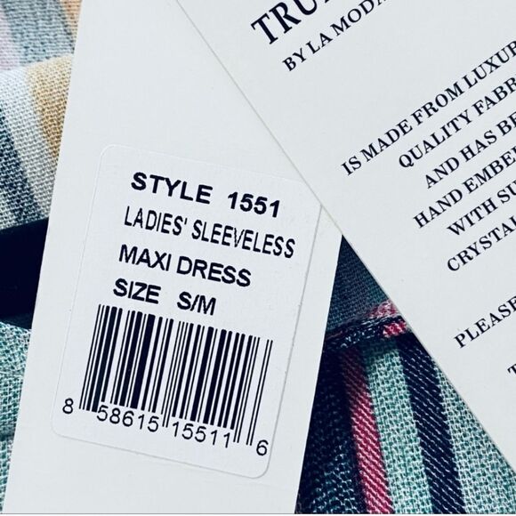 NWT La Moda Vertical Stripe Maxi Dress High Slits Size S/M - Picture 6 of 12